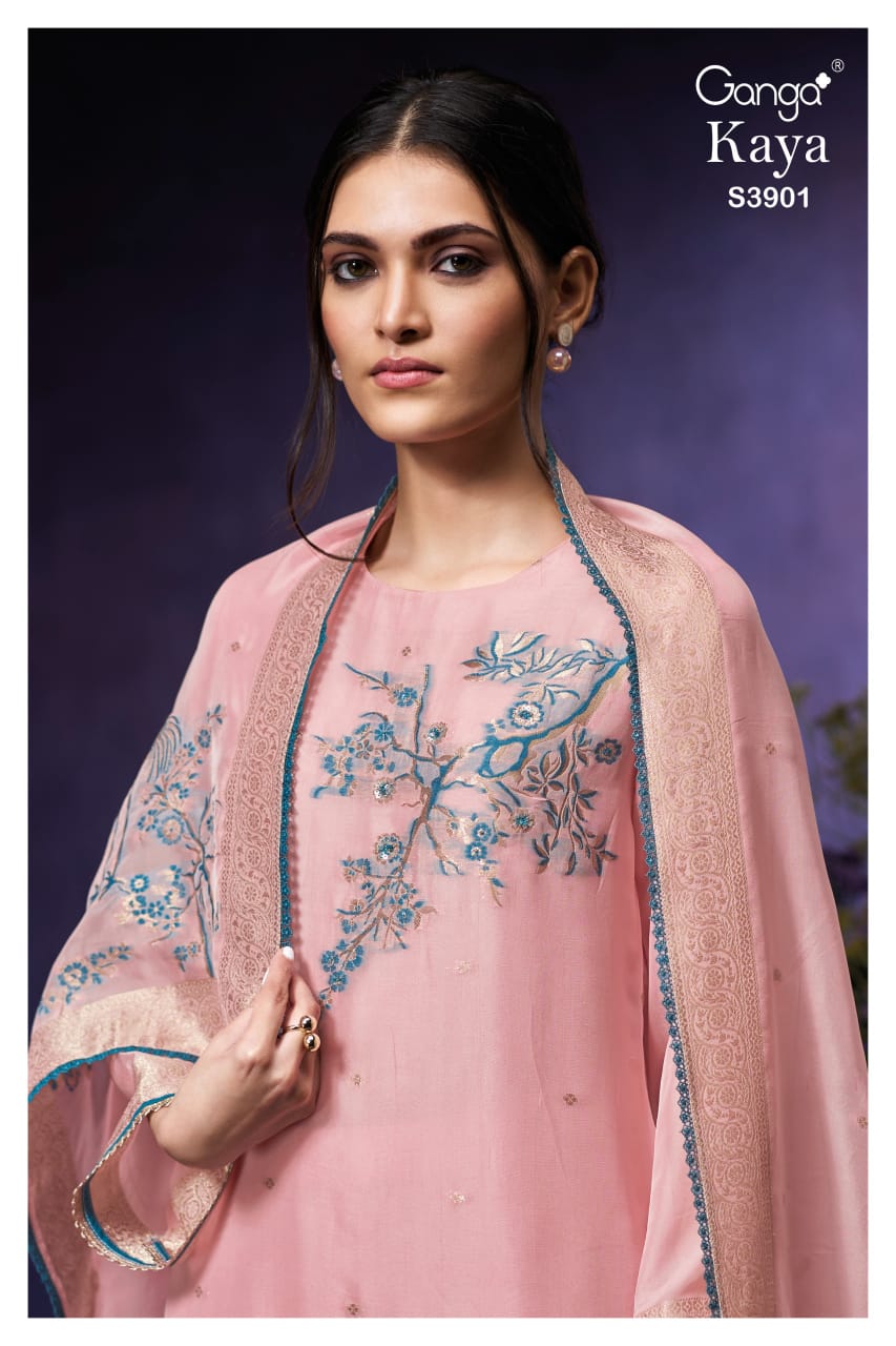 - Ganga KAYA S3901 |Premium Pure Viscose Organza Suit – Ganga Suits Wholesaler Ashok Lal & Sons