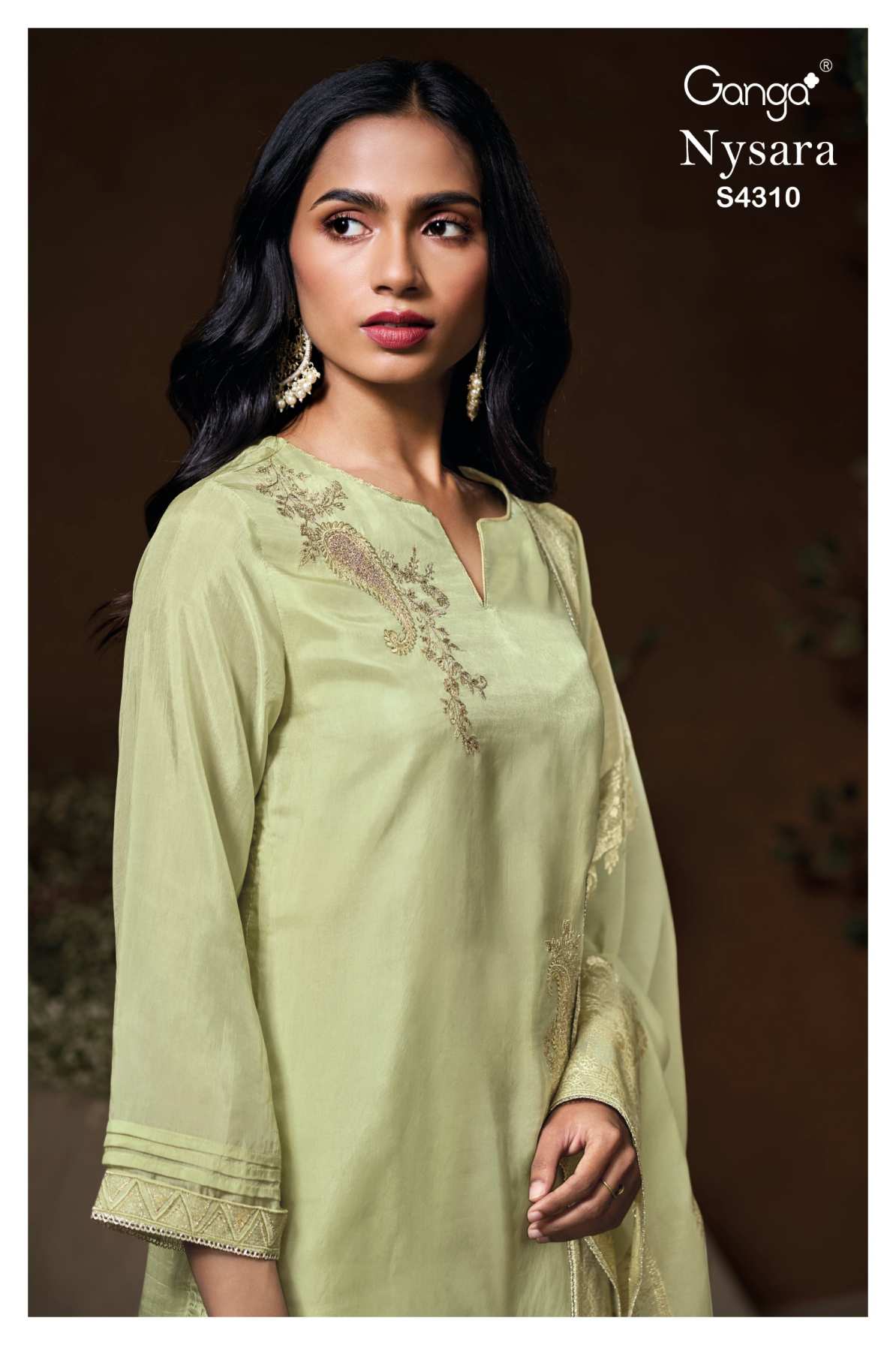BUY GANGA SUITS WITH PRICE GANGA NYSARA S4310 FABRIC DETAIL