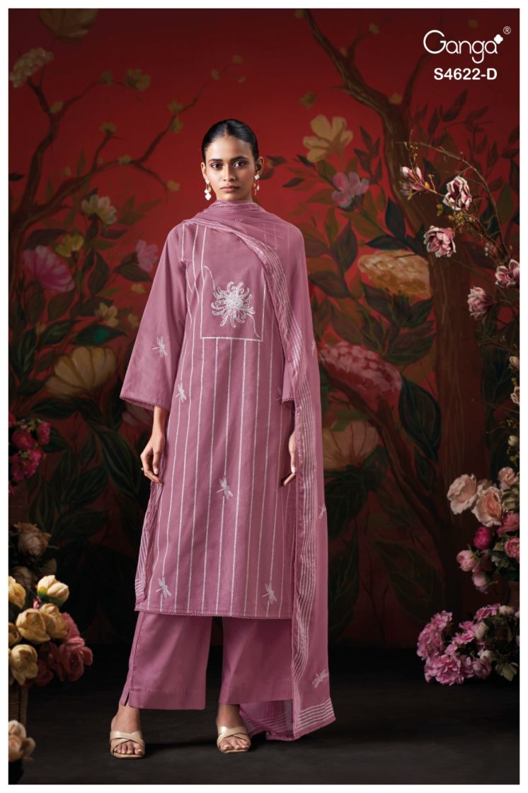 BUY GANGA SUITS ONLINE GANGA PRYLA S4622 FABRIC DETAIL