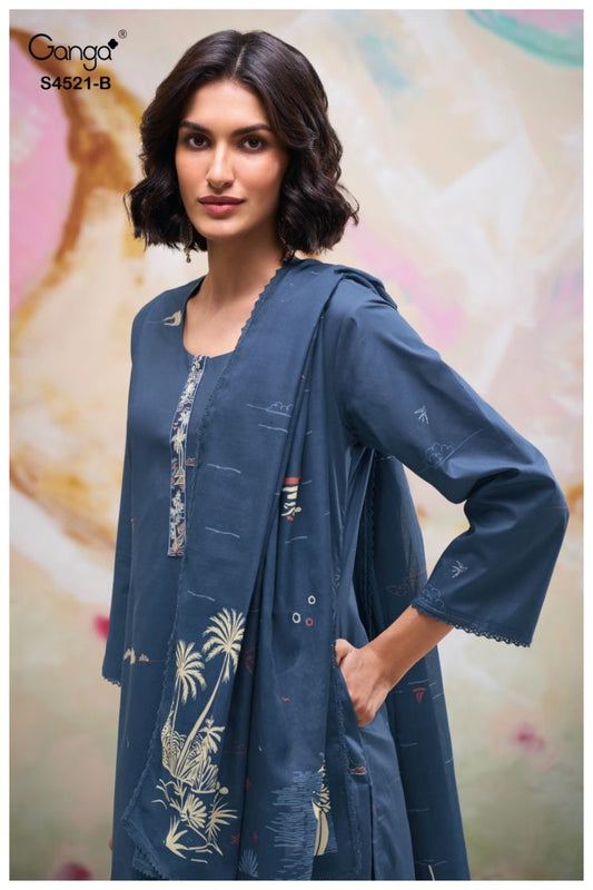 BUY GANGA SUITS ONLINE SALE GANGA DARVIKA S4521 DUPATTA DESIGN