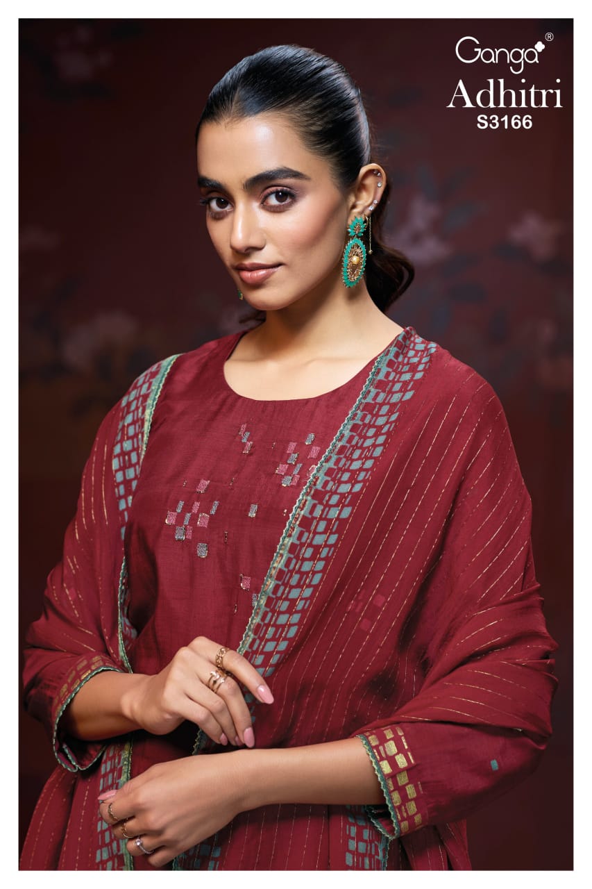 Ganga ADHITRI S3166| Ganga Suits Wholesaler in Rohtak – Ashok Lal & Sons