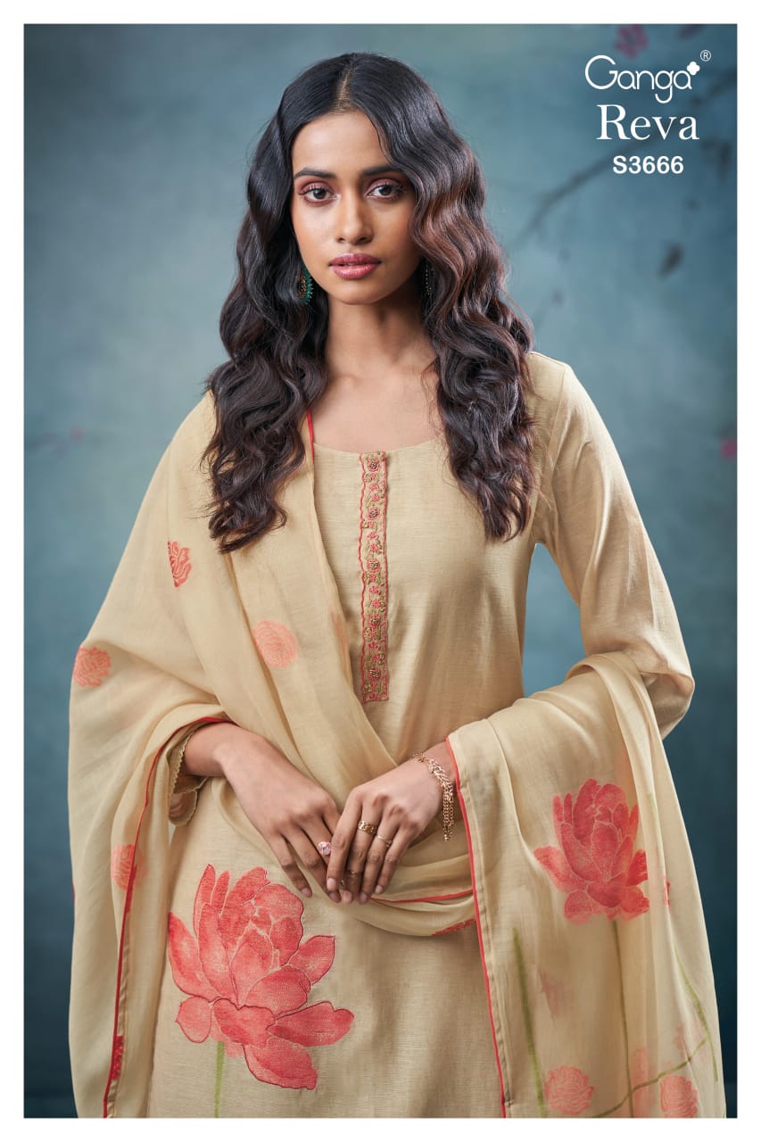 Ganga REVA S3666| Ganga Suits Wholesaler in Rohtak – Ashok Lal & Sons
