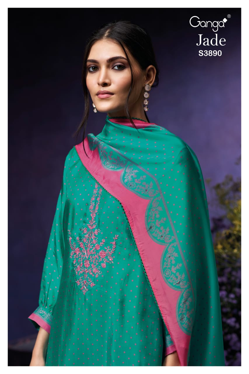 GANGA JADE S3890 | Premium Pure Bemberg Habutai Suit - Ashok Lal & Sons Rohtak