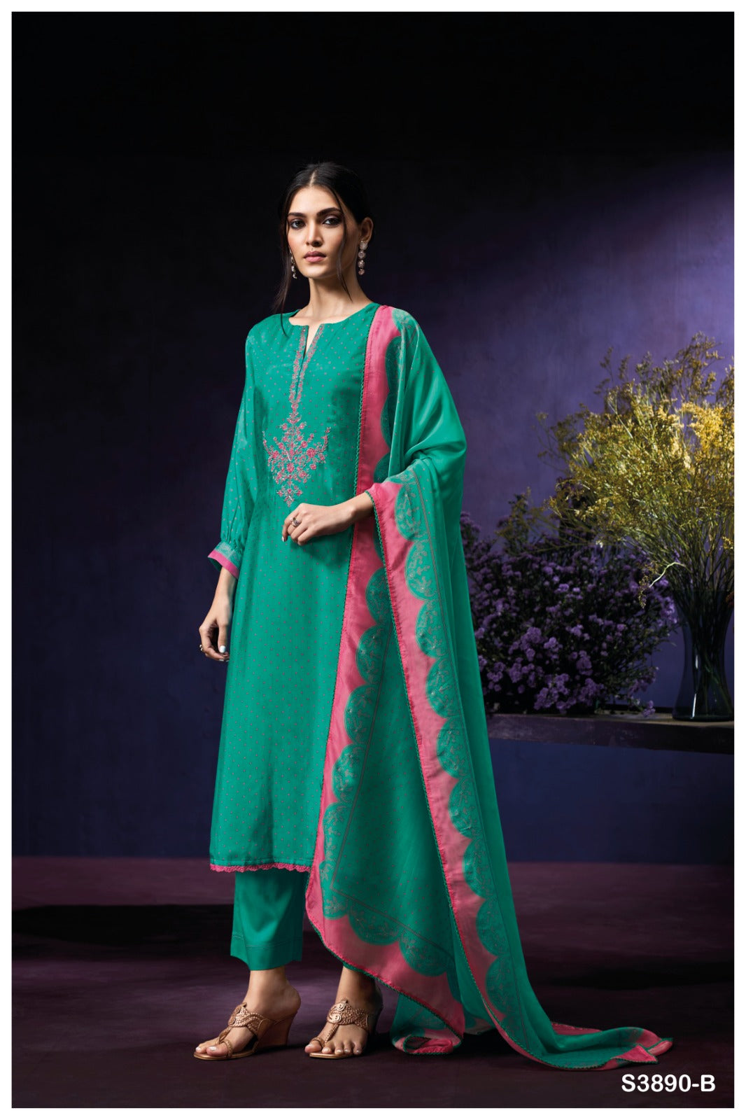 GANGA JADE S3890 | Premium Pure Bemberg Habutai Suit - Ashok Lal & Sons Rohtak