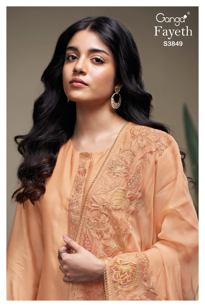 GANGA FAYETH S3849 | Premium Pure Bemberg Silk Suit – Ganga Suits Wholesaler Ashok Lal & Sons