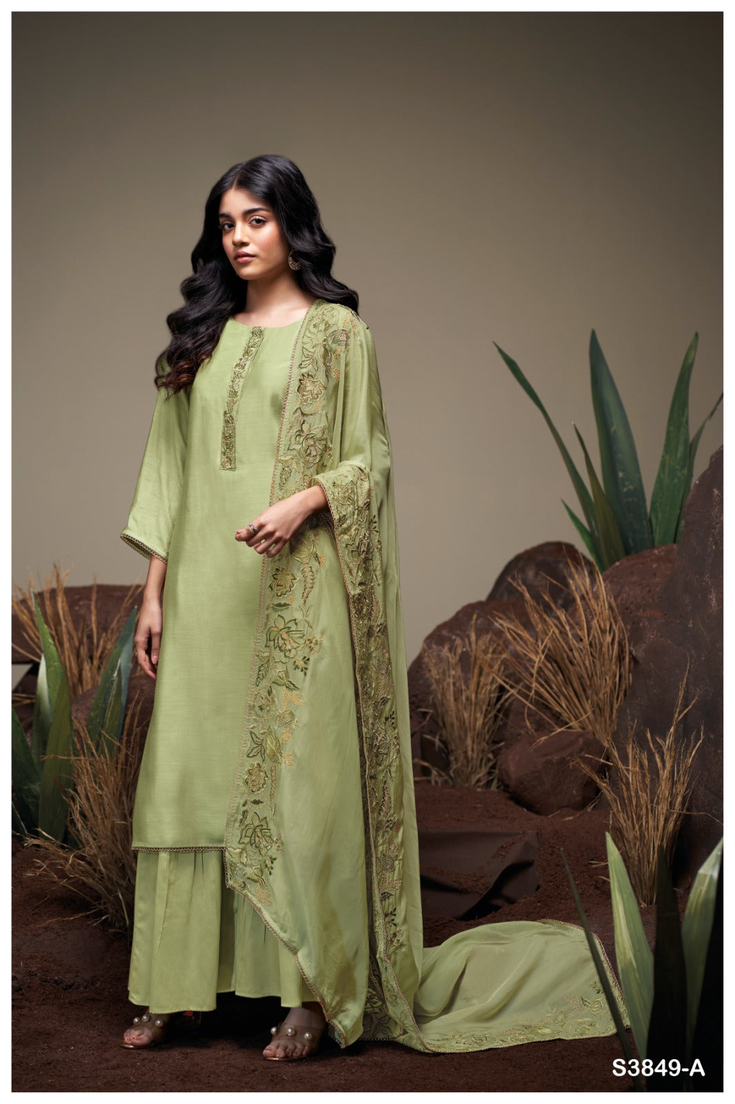 GANGA FAYETH S3849 | Premium Pure Bemberg Silk Suit – Ganga Suits Wholesaler Ashok Lal & Sons
