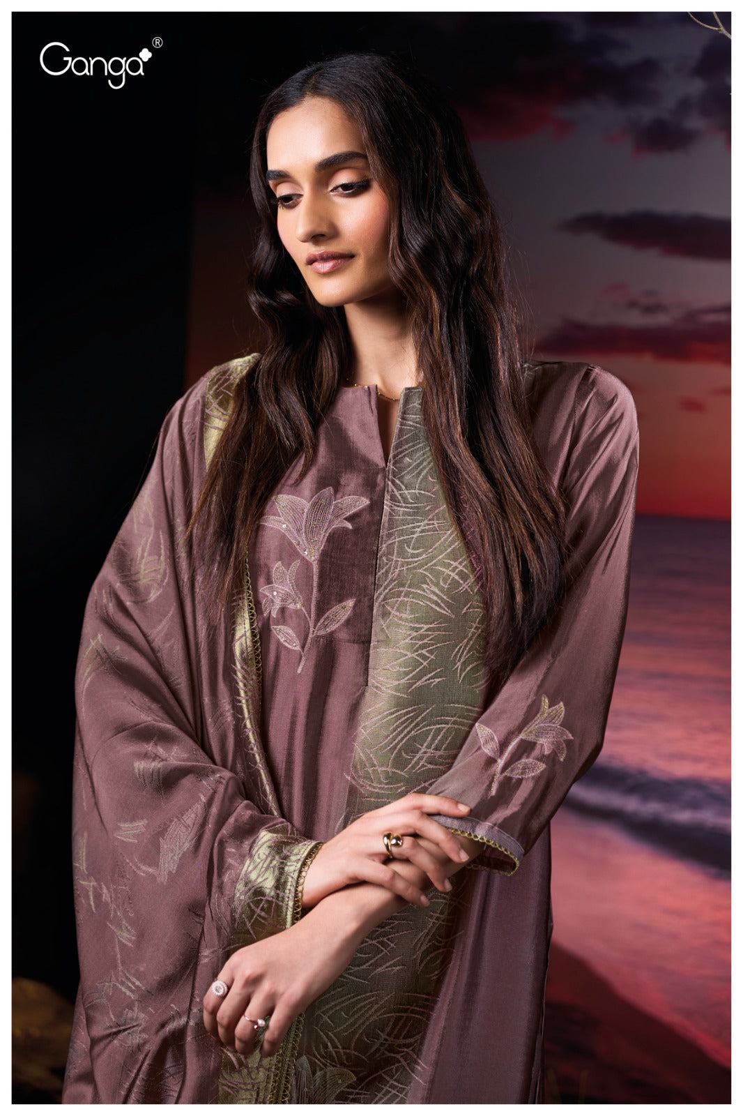 Ganga PRAXIS S3816 |Premium Pure Viscose Woven Silk Suit – Ganga Suits Ashok Lal & Sons