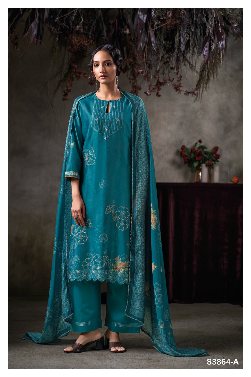 GANGA VIRELZA S3864 | Premium Pure Bemberg Russian Silk Suit – Ganga Suits Ashok Lal & Sons