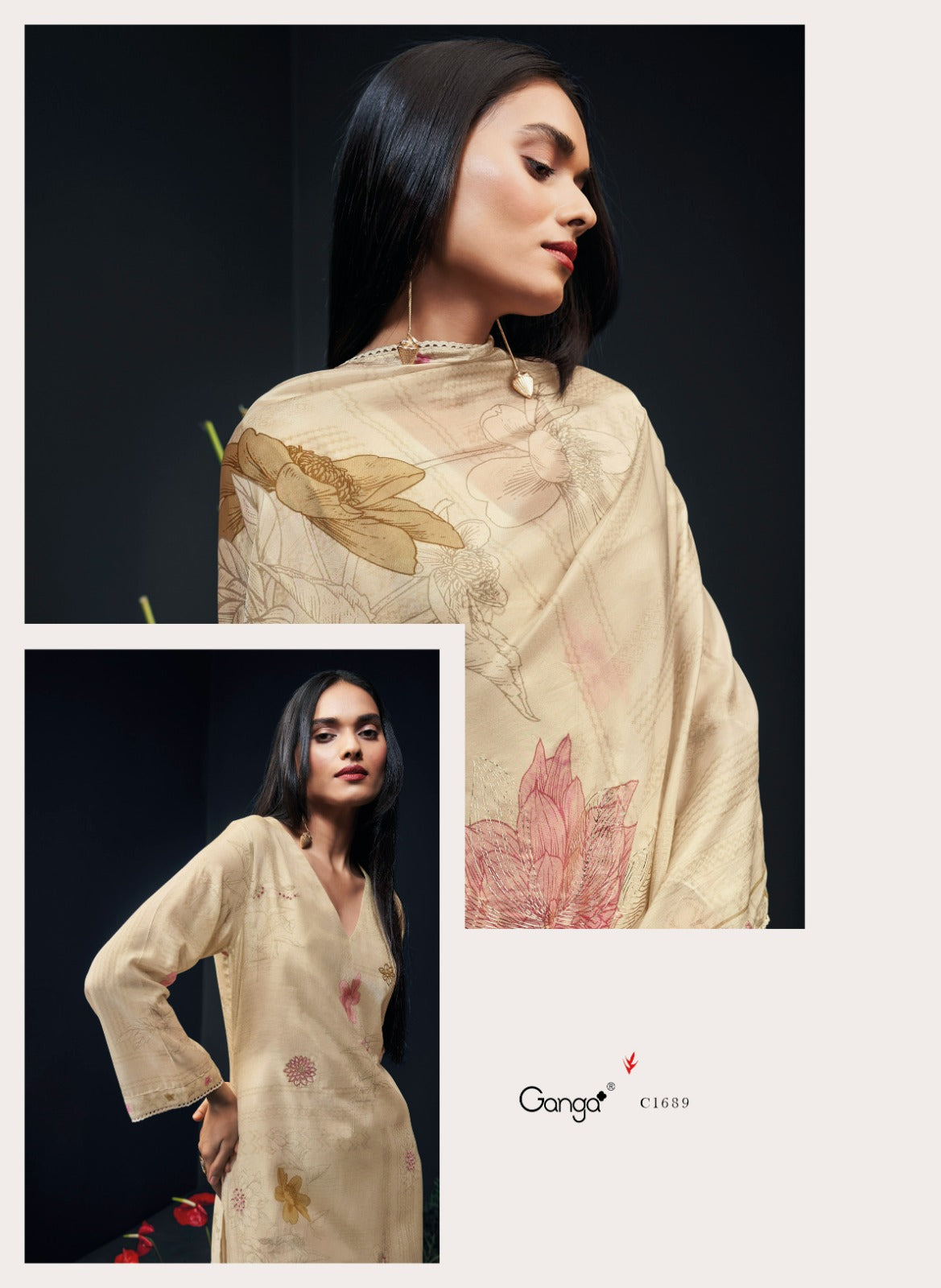 Ganga ZANERA C1689 TO C1694 |Premium Bemberg Silk Jari Zhilmil Suit – Ganga Suits Ashok Lal & Sons