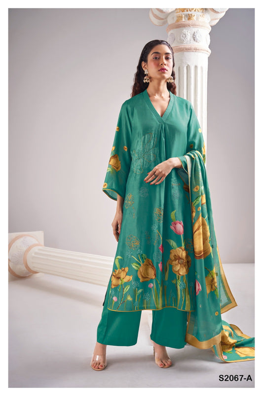 Ganga GALENE S2067|Premium Bemberg Russian Silk Suit – Ganga Suits Ashok Lal & Sons