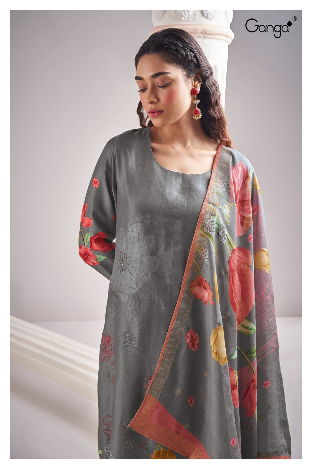 Ganga GALENE S2067|Premium Bemberg Russian Silk Suit – Ganga Suits Ashok Lal & Sons
