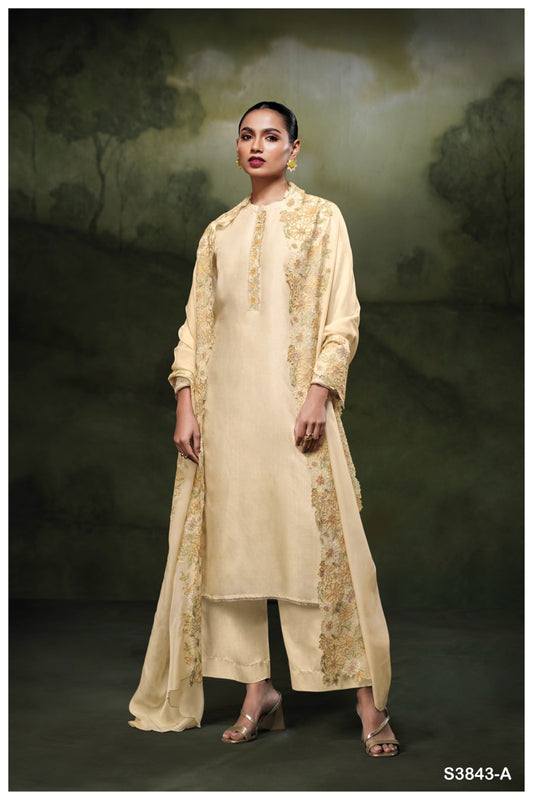 GANGA ZAYA S3843 | Premium Pure Bemberg Russian Silk Suit – Ganga Suits Ashok Lal & Sons