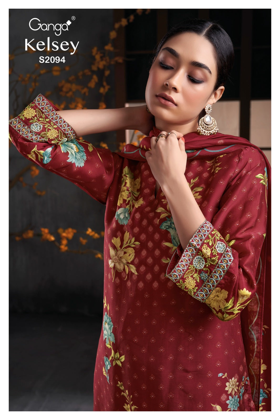 Ganga KELSEY S2094 | Premium Bemberg Silk Satin Suit – Ganga Suits Ashok Lal & Sons
