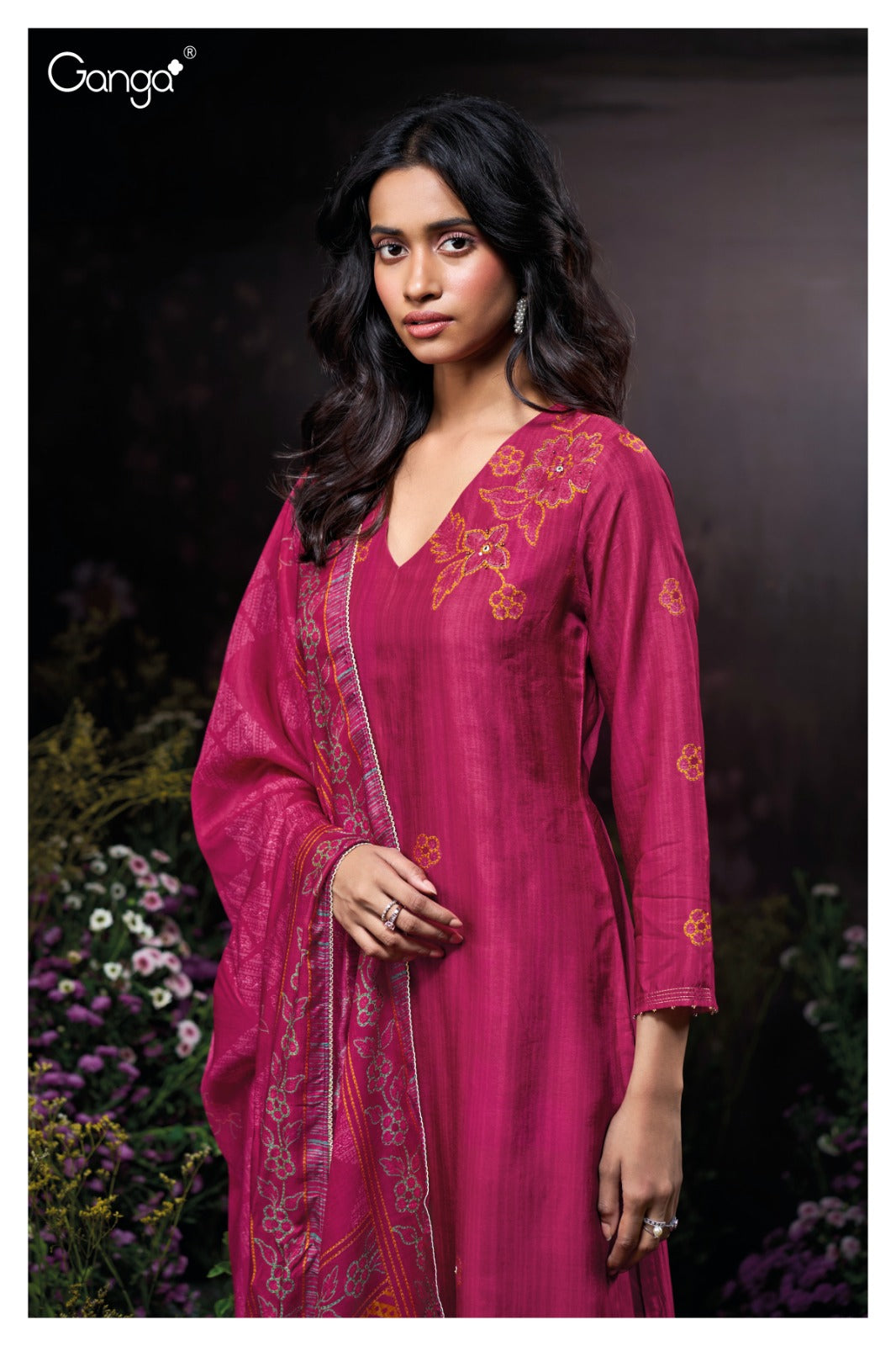 GANGA TVESHA S3968 | Premium Pure Bemberg Russian Silk Suit – Ganga Suits Ashok Lal & Sons