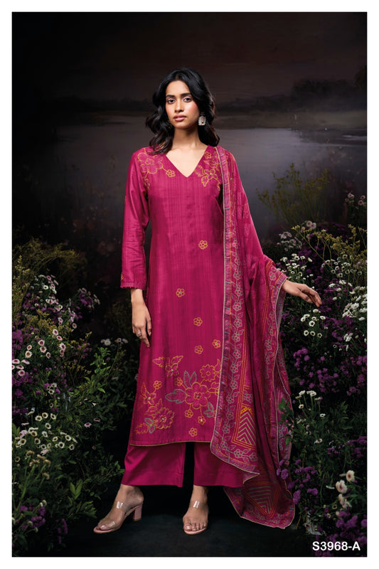 GANGA TVESHA S3968 | Premium Pure Bemberg Russian Silk Suit – Ganga Suits Ashok Lal & Sons