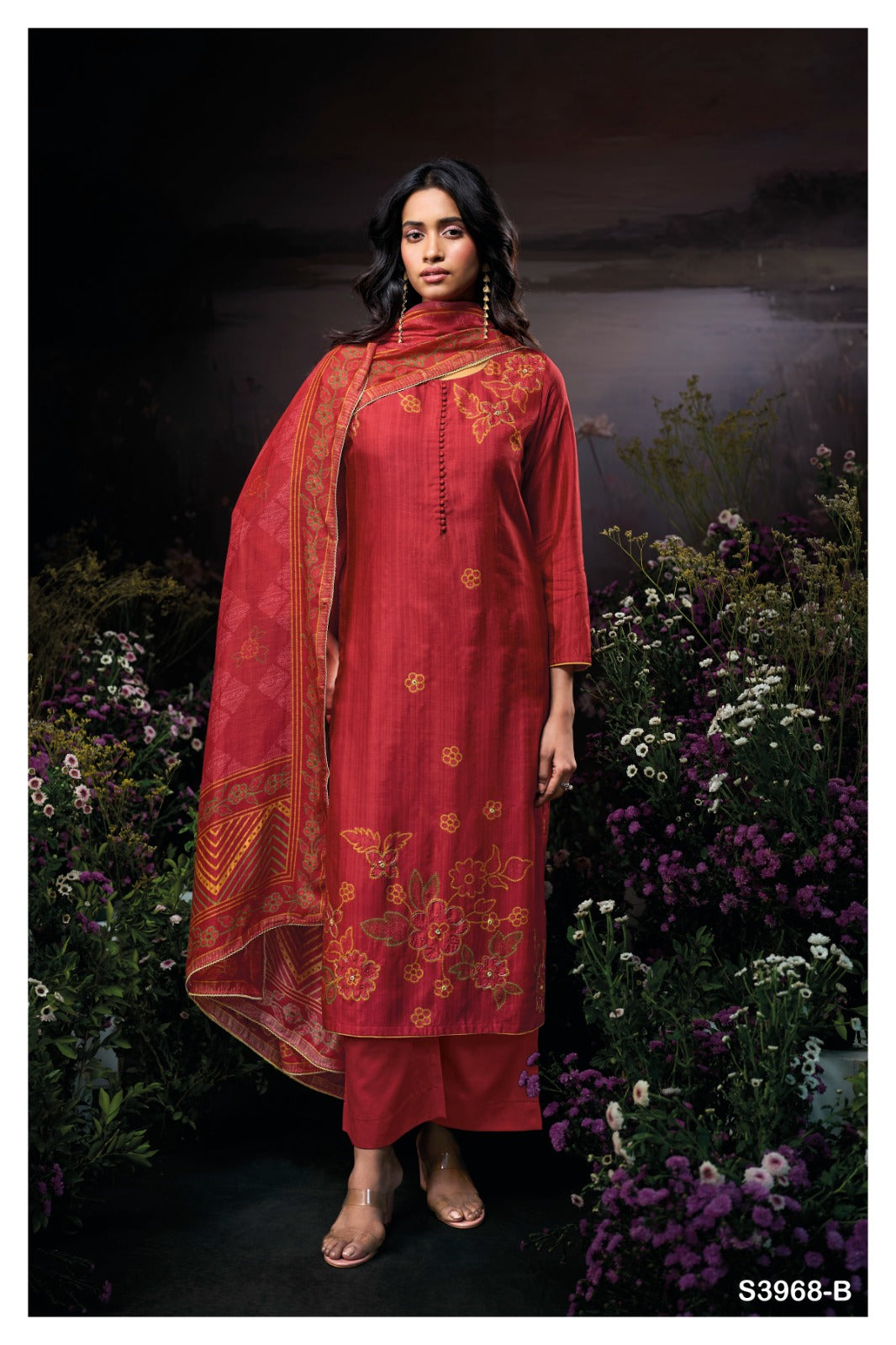 GANGA TVESHA S3968 | Premium Pure Bemberg Russian Silk Suit – Ganga Suits Ashok Lal & Sons