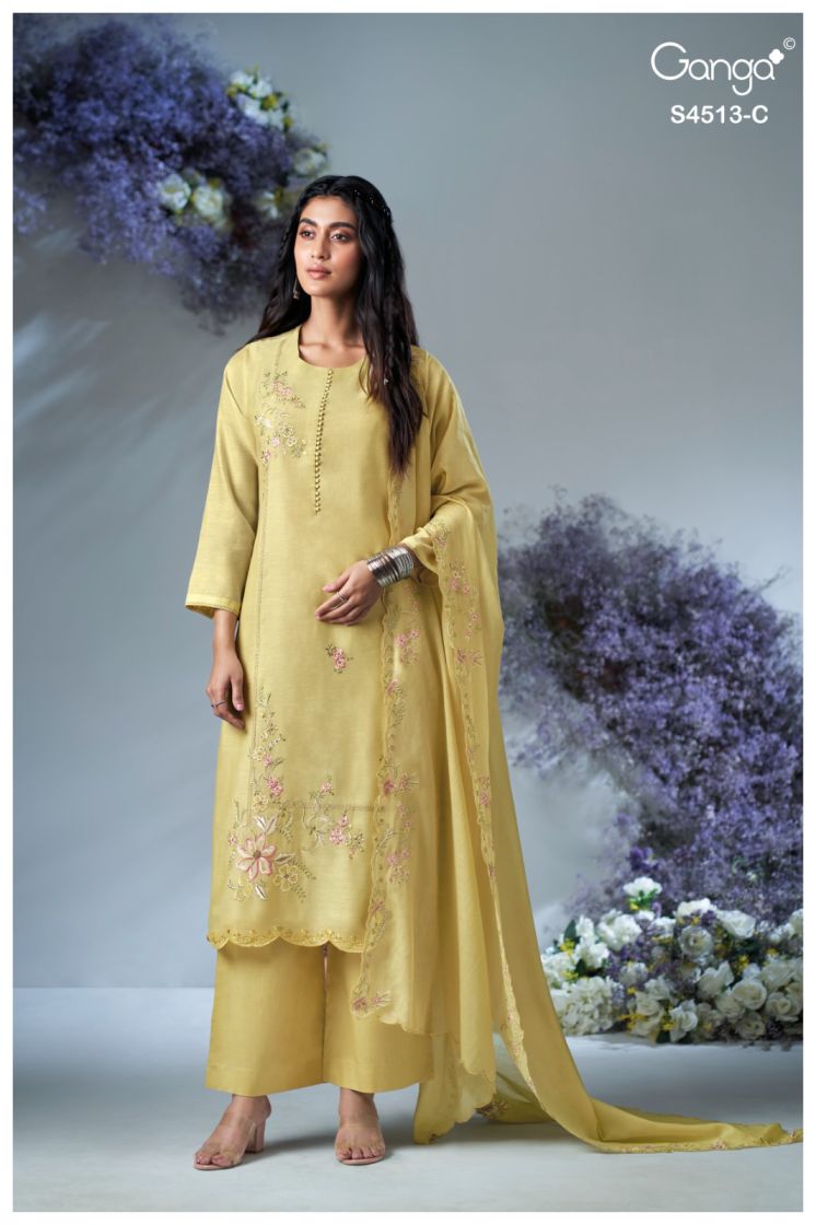 BUY GANGA SUITS ONLINE GANGA AAYRA S4513 FABRIC DETAIL