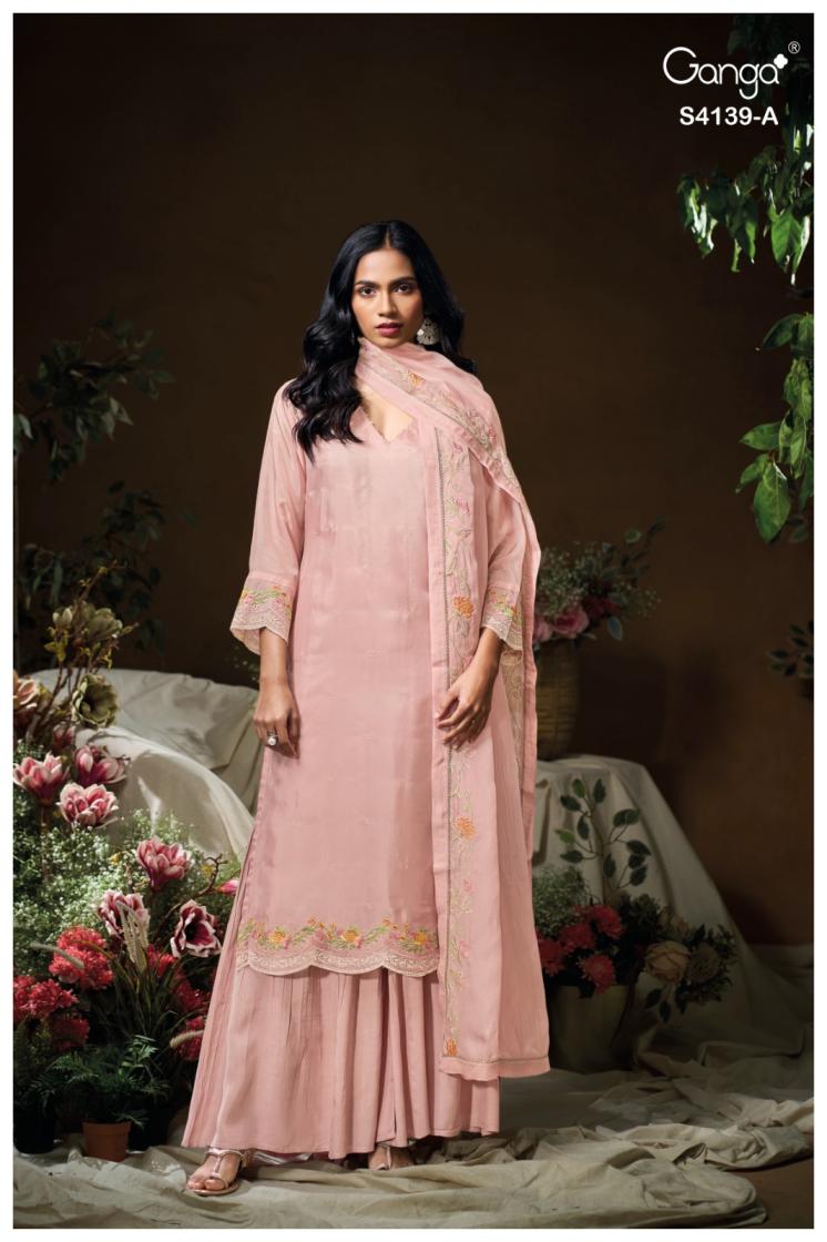 BUY GANGA SUITS ONLINE SHOPPING GANGA ANAVIRA S4139 FABRIC DETAIL