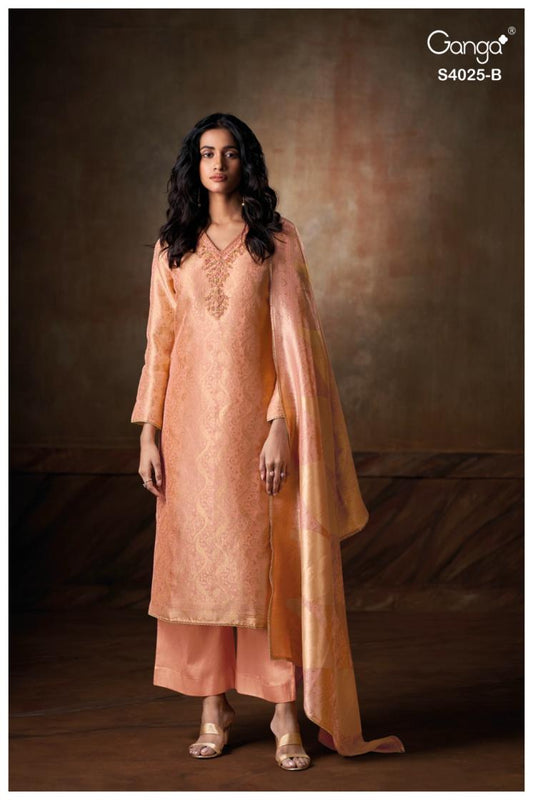 BUY GANGA SUITS SINGLE PIECE GANGA ARELIA S4025 DUPATTA DESIGN