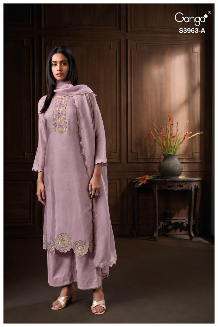 BUY GANGA UNSTITCHED SUITS ONLINE GANGA ARLINA S3963 DUPATTA DESIGN
