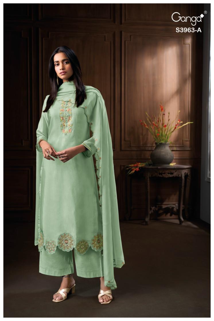 BUY GANGA UNSTITCHED SUITS ONLINE GANGA ARLINA S3963 TOP DESIGN