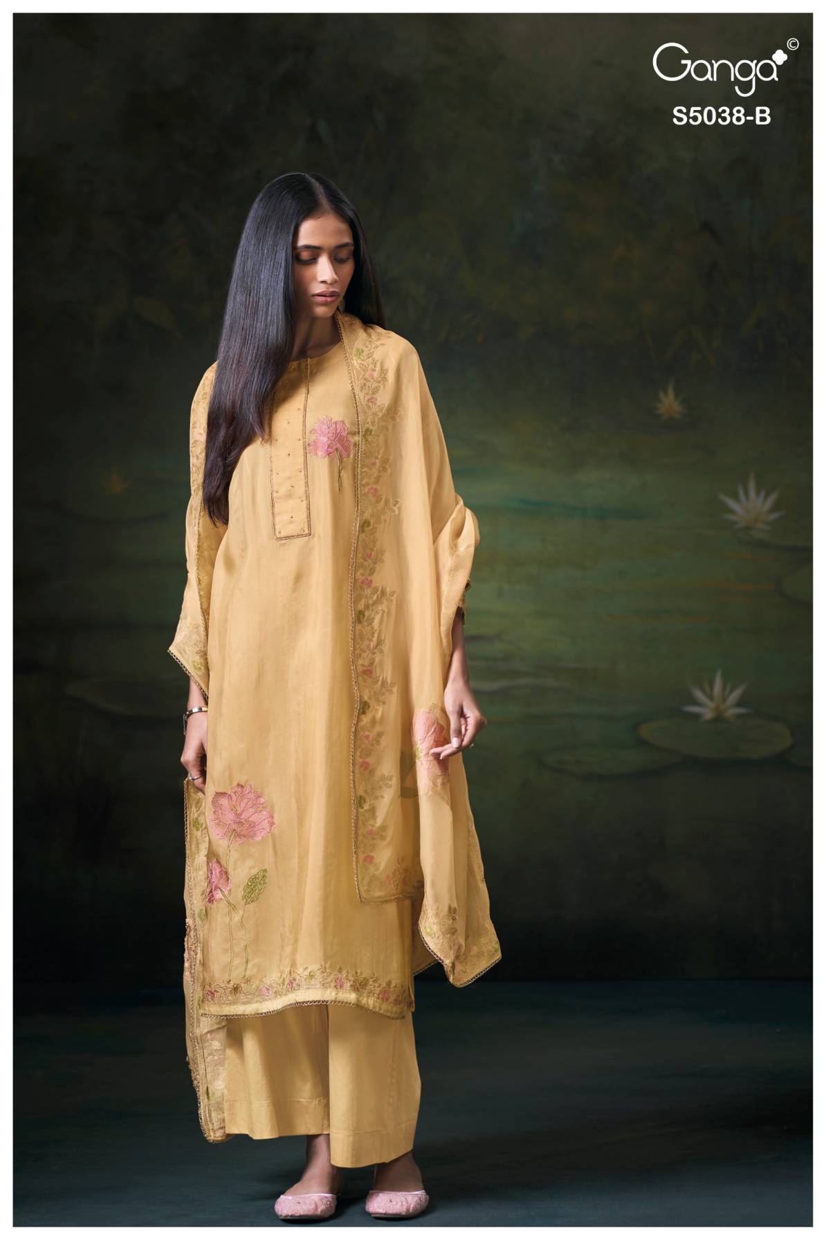 BUY GANGA SUITS GANGA AVENTHA S5038 DUPATTA DESIGN