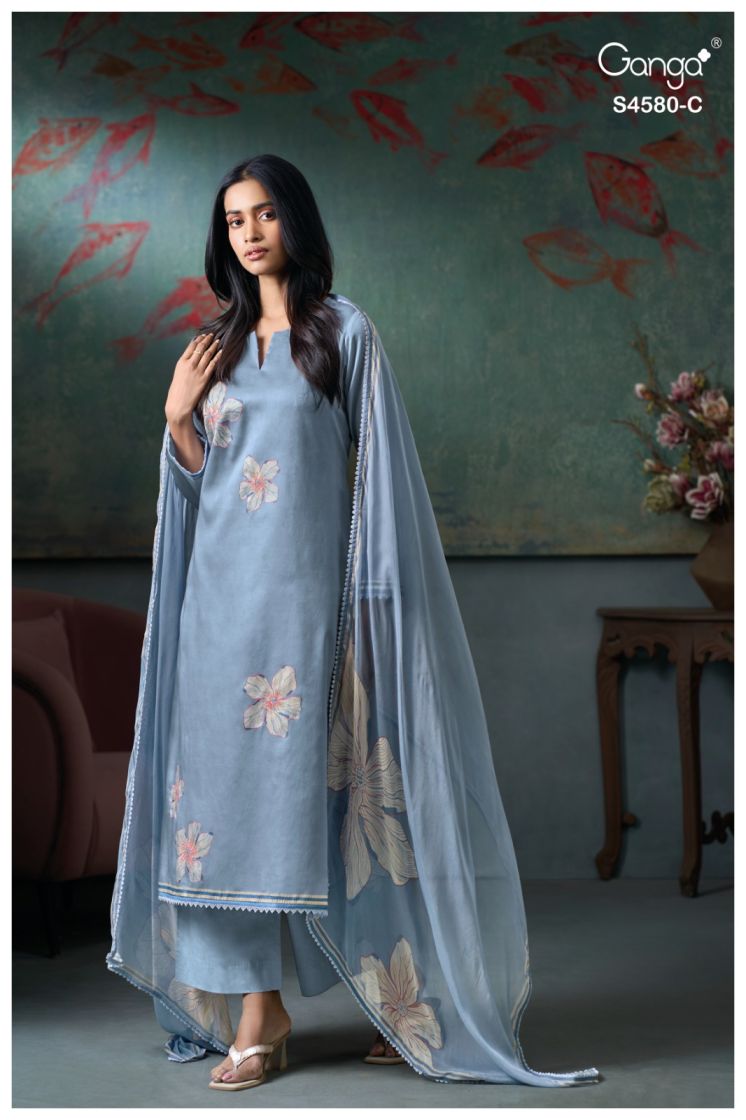 BUY GANGA SUITS WITH PRICE GANGA AVERA S4580 FABRIC DETAIL
