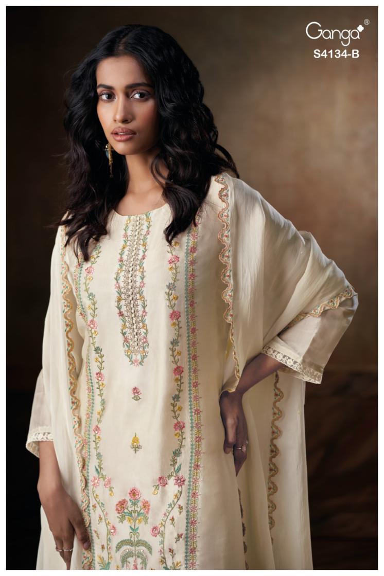 BUY GANGA SUITS ONLINE SALE GANGA BHRISHA S4134 FULL SET