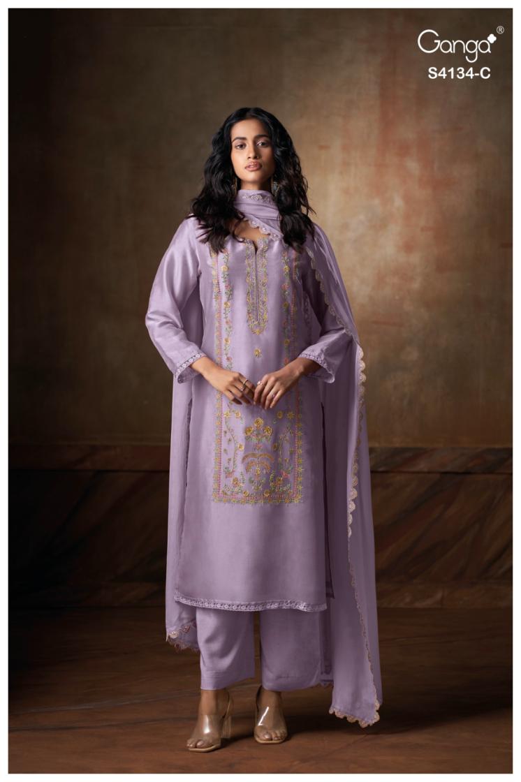 BUY GANGA SUITS ONLINE SALE GANGA BHRISHA S4134 BACK VIEW