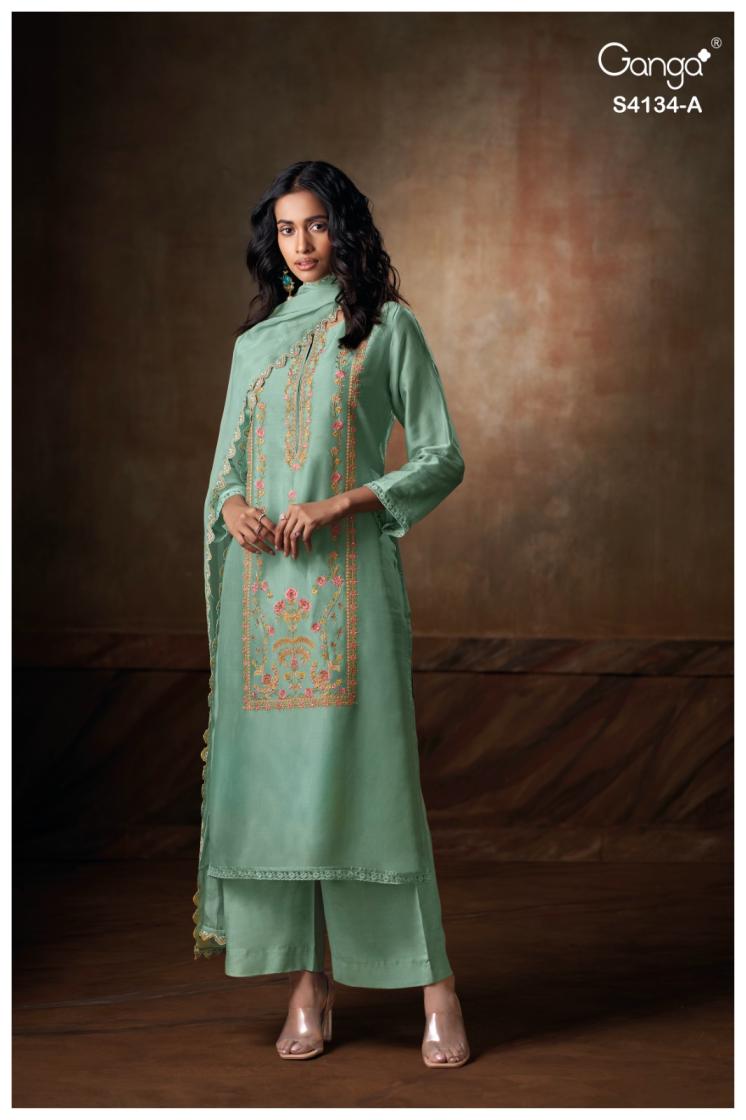 BUY GANGA SUITS ONLINE SALE GANGA BHRISHA S4134 NEW CATALOGUE