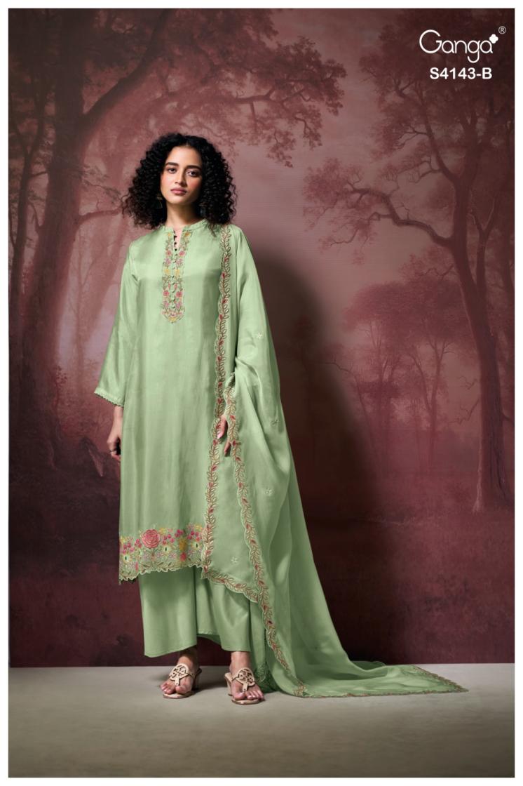 BUY GANGA SUITS SINGLE PIECE GANGA BINAAYA S4143 FRONT VIEW