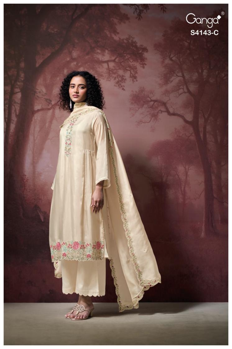 BUY GANGA SUITS SINGLE PIECE GANGA BINAAYA S4143 DUPATTA DESIGN