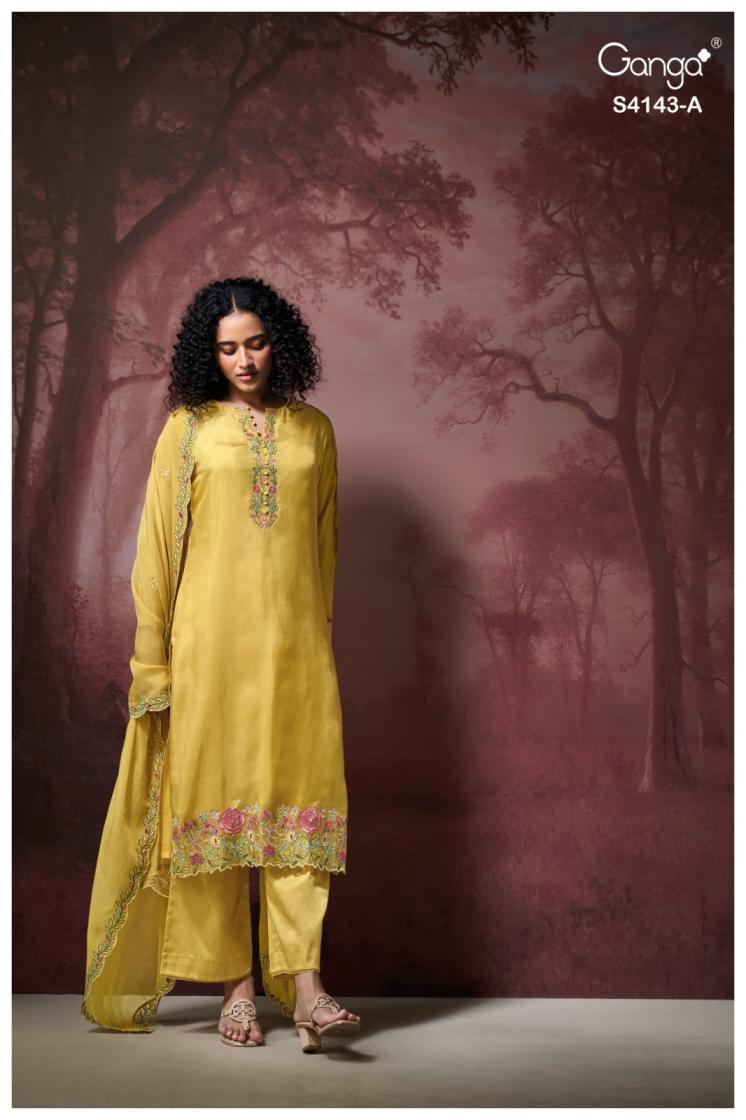 BUY GANGA SUITS SINGLE PIECE GANGA BINAAYA S4143 FABRIC DETAIL
