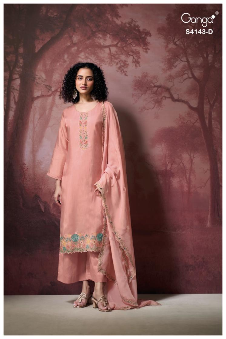 BUY GANGA SUITS SINGLE PIECE GANGA BINAAYA S4143 BACK VIEW