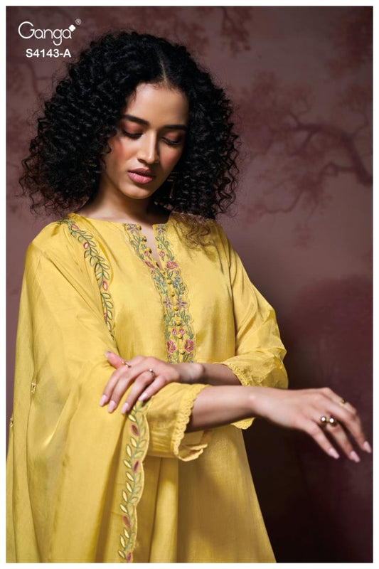 BUY GANGA SUITS SINGLE PIECE GANGA BINAAYA S4143 CLOSEUP IMAGE