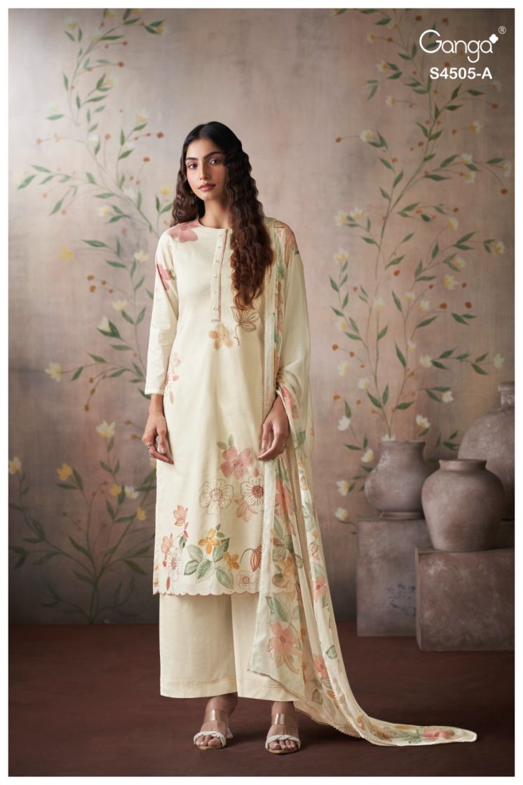 BUY GANGA SUITS ONLINE SALE GANGA BIYANA S4505 DUPATTA DESIGN