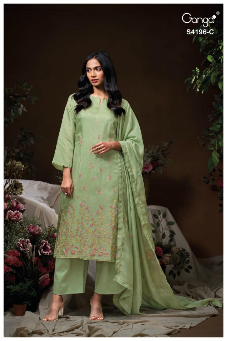 BUY GANGA SUITS WITH PRICE GANGA BIYONA S4196 DUPATTA DESIGN