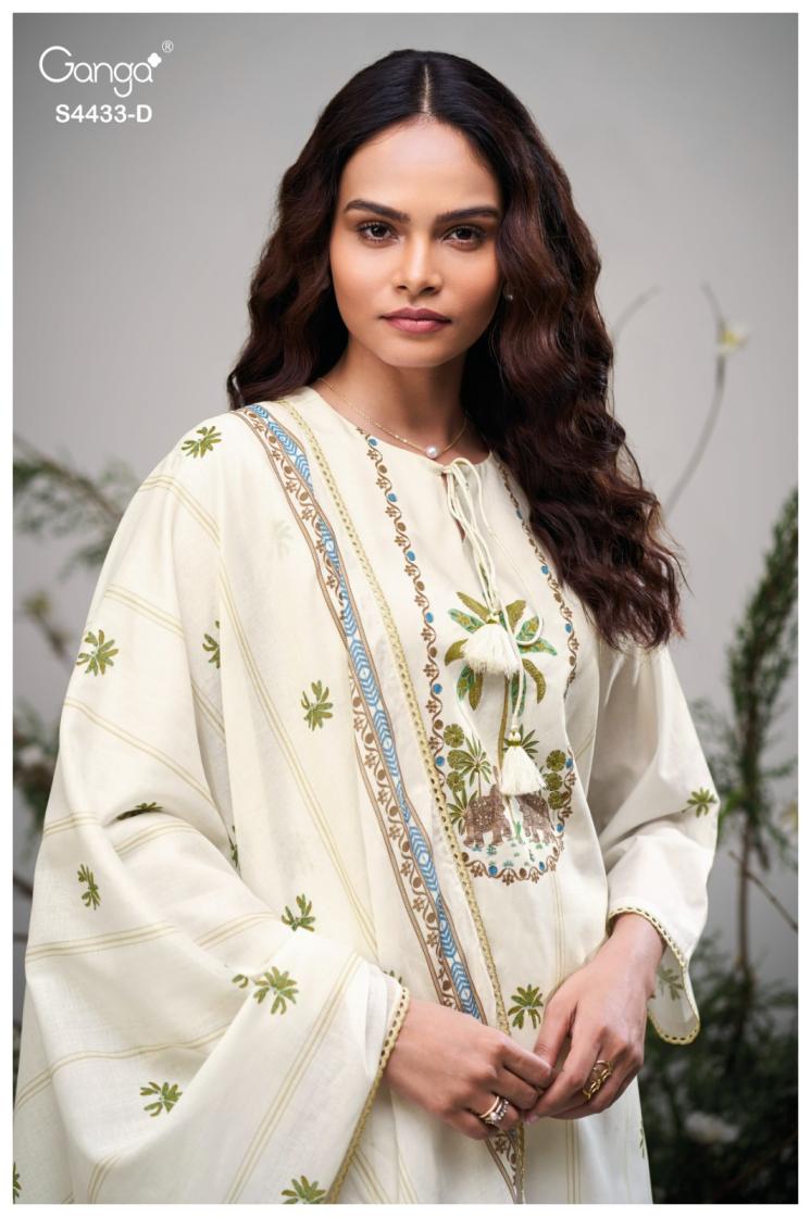 BUY GANGA SUITS ONLINE SALE GANGA BREEYA S4433 FABRIC DETAIL