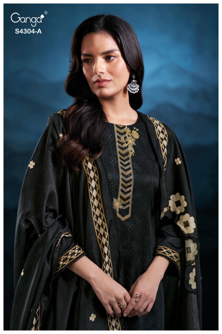 BUY GANGA SUITS ONLINE SALE GANGA BRIHITA S4304 FABRIC DETAIL