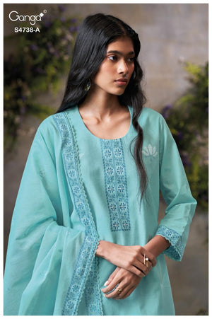 GANGA BRIJAA S4738 PREMIUM COTTON JACQUARD SUIT