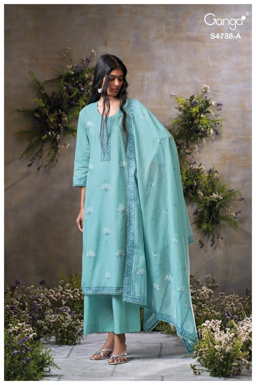BUY GANGA SUITS ONLINE GANGA BRIJAA S4738 FABRIC DETAIL