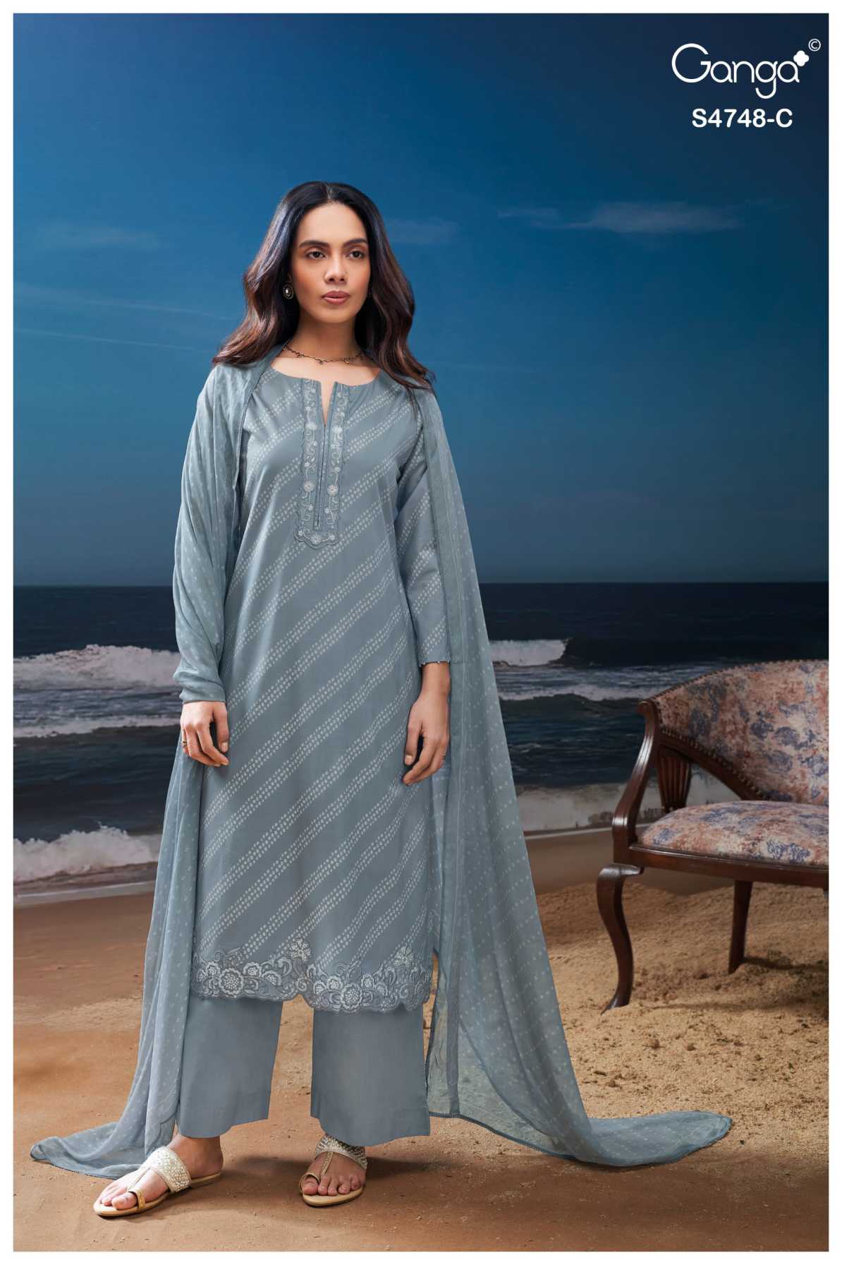 BUY GANGA SUITS ONLINE GANGA CAIRAEL S4748 FABRIC DETAIL