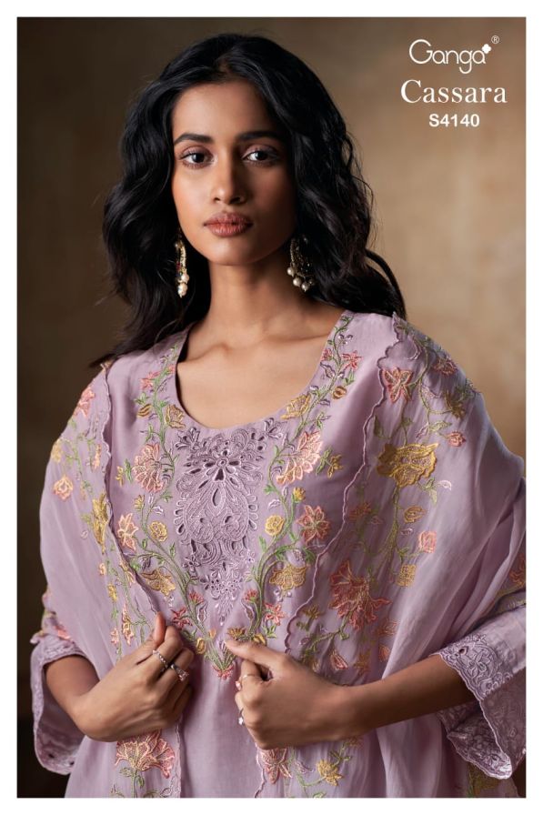 BUY GANGA SUITS ONLINE WITH PRICE GANGA CASSARA S4140 FABRIC DETAIL