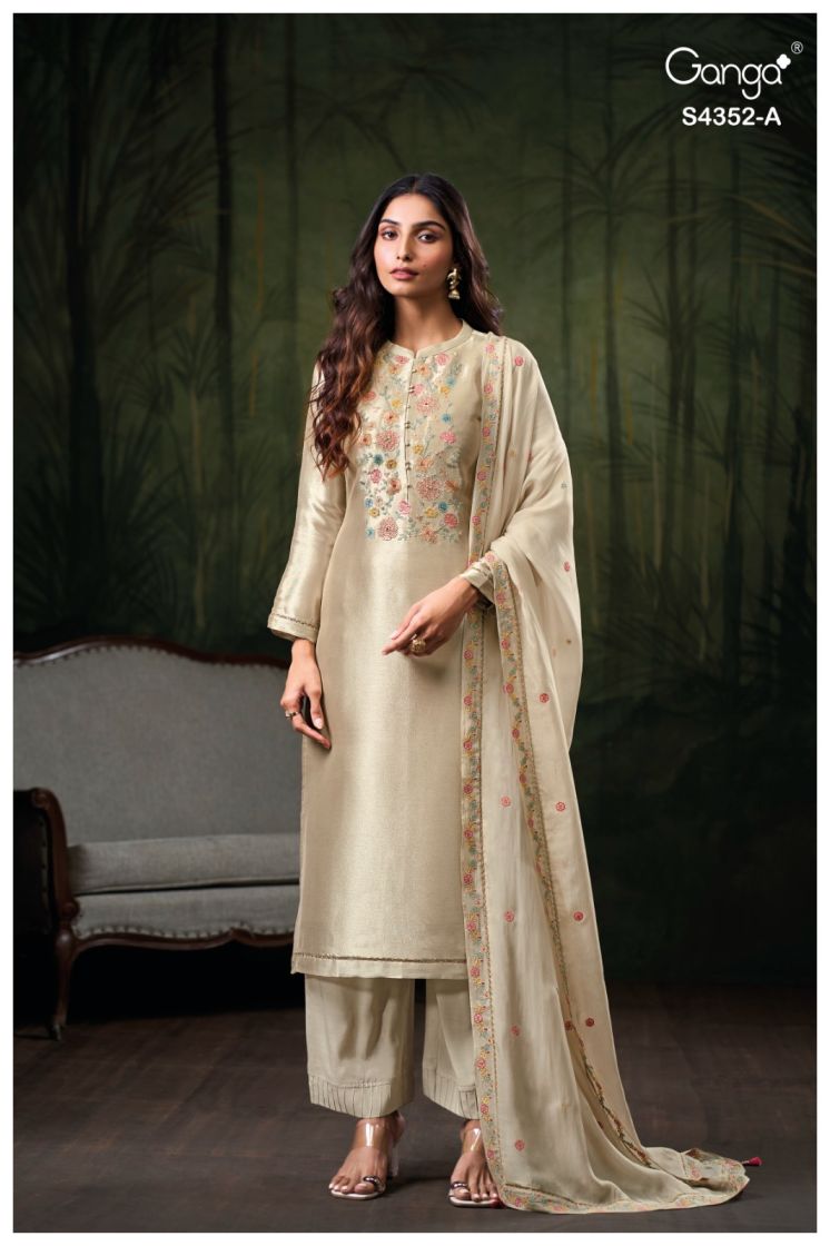 BUY GANGA SUITS ONLINE SHOPPING GANGA CHAYANA S4352 DUPATTA DESIGN