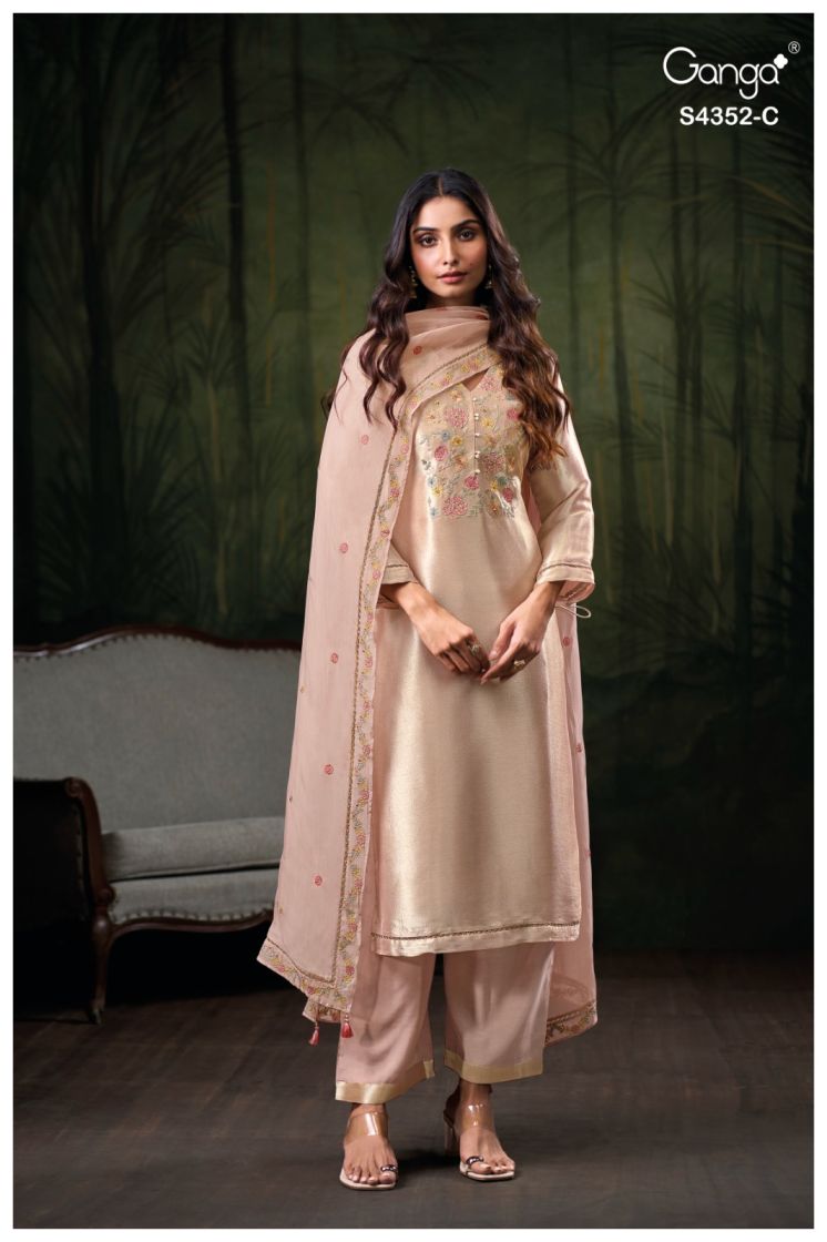 BUY GANGA SUITS ONLINE SHOPPING GANGA CHAYANA S4352 BACK VIEW