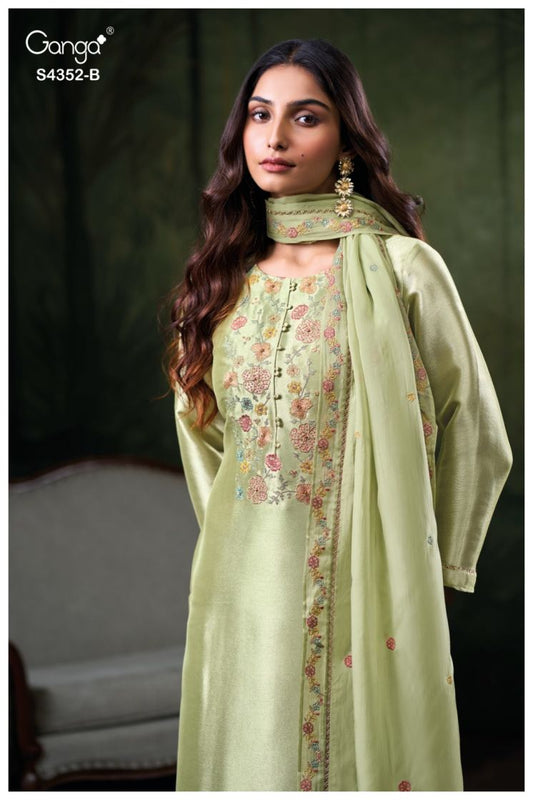 BUY GANGA SUITS ONLINE SHOPPING GANGA CHAYANA S4352 CLOSEUP IMAGE