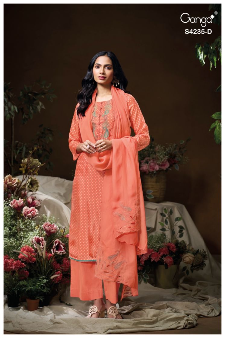 BUY GANGA SUITS ONLINE GANGA CHIRAYA S4235 FABRIC DETAIL