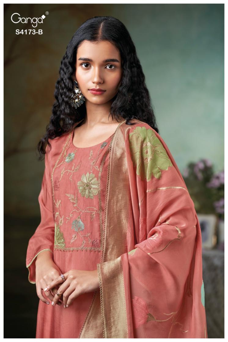 BUY GANGA SUITS ONLINE GANGA CIENA S4173 DUPATTA DESIGN