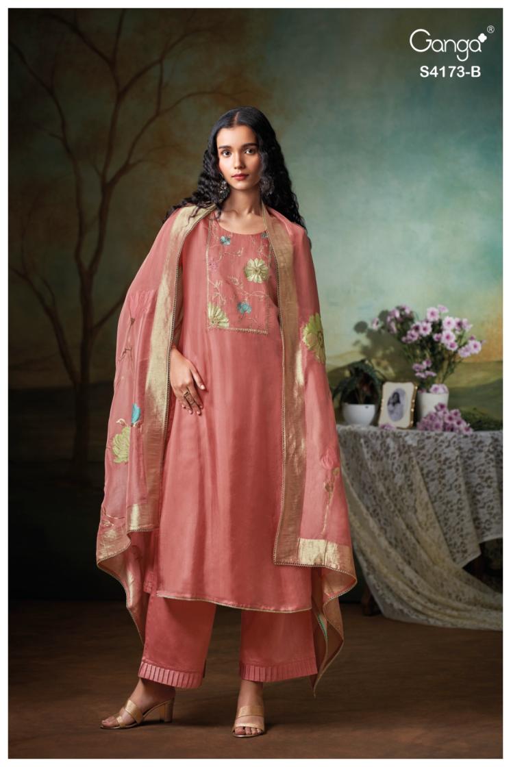 BUY GANGA SUITS ONLINE GANGA CIENA S4173 FABRIC DETAIL
