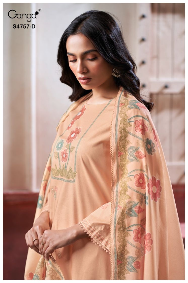 BUY GANGA SUITS ONLINE GANGA CIRELIA S4757 DUPATTA DESIGN